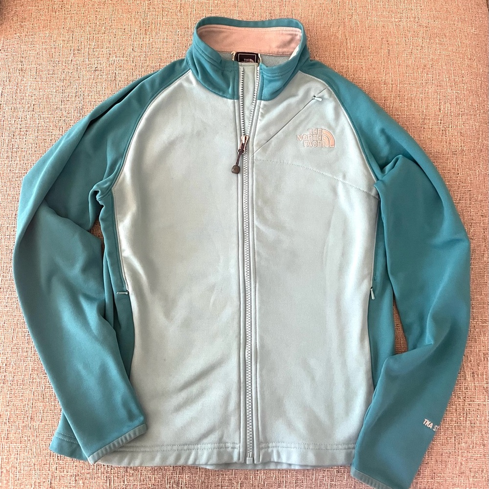 North Face women’s light blue and aqua shell jacket - Size S